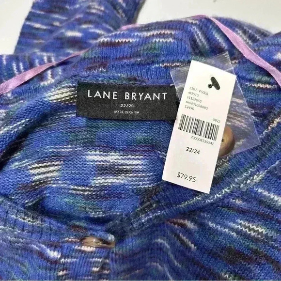 Lane Bryant Women Multicolored Cobalt Blue Button Up Sweater Cardigan Size 22/24 - Picture 9 of 10